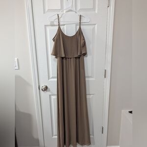 Show Me Your MuMu, Medium, Caitlin Ruffle Maxi Dress, Dune,‎ Formal Bridesmaid